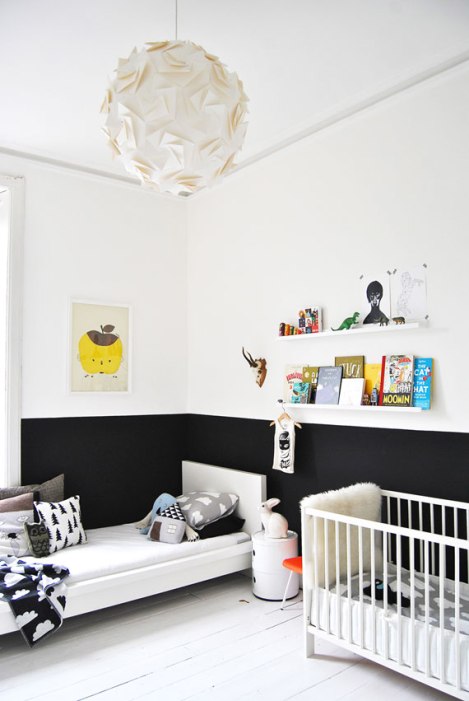 Dormitorio infantil en color negro y blanco